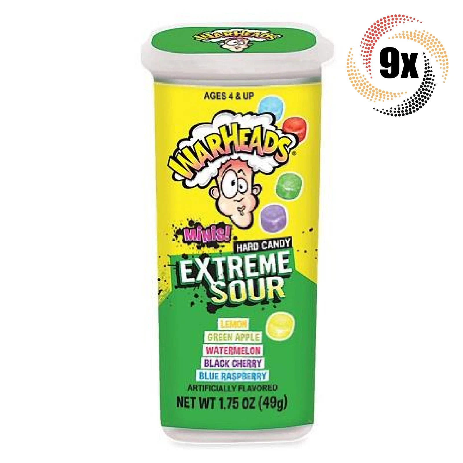 9x Tubes Warheads Extreme Sour Assorted Flavor Hard Candy Minis | 1.75oz