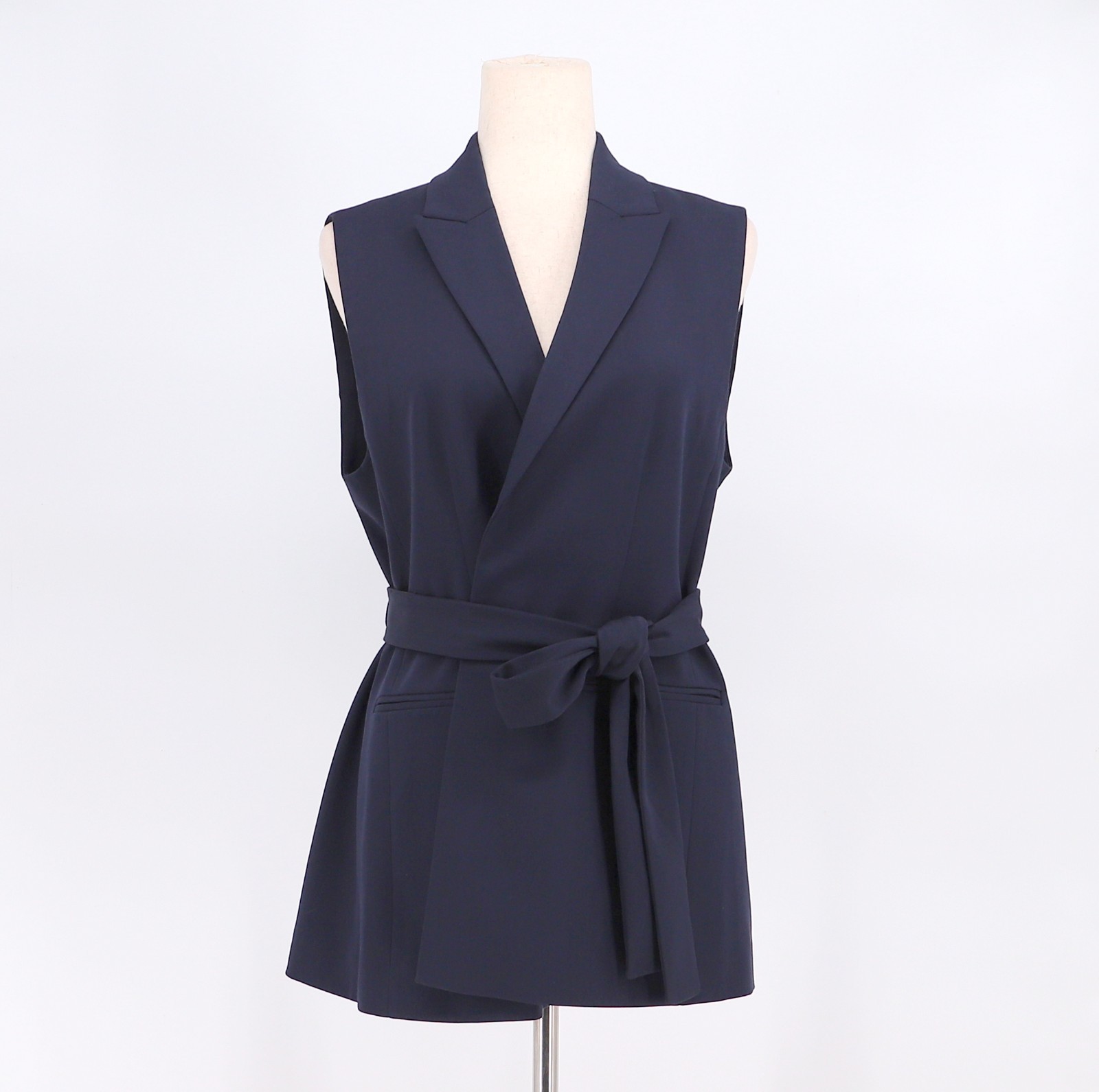 NWT ANN TAYLOR Belted Vest Jacket in Navy Size 8