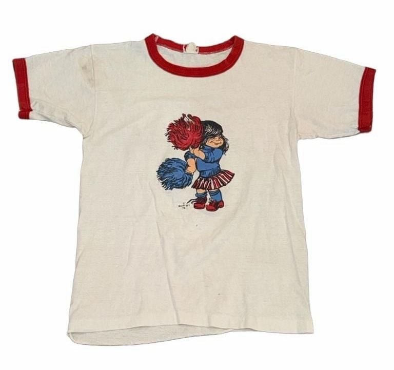 Vintage 1976 Quik-Set Keller High Cheerleader Ringer T-Shirt Item 0469 Vintage 1976 Quik-Set Keller High Cheerleader Ringer T-Shirt Item 0469