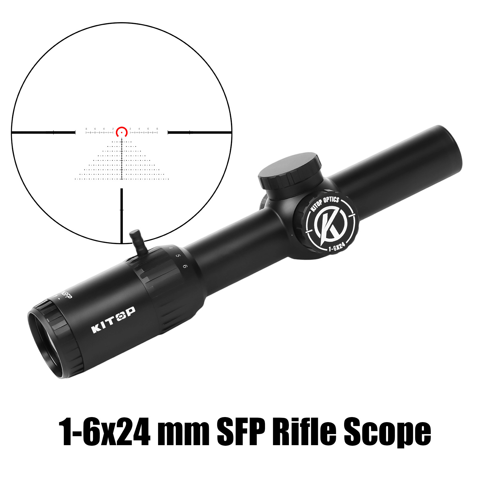 KiTOP 1-6/1-8/1-10/1-12x24mm SFP LPVO Rifle Scope w/ Illuminated MOA Reticle
