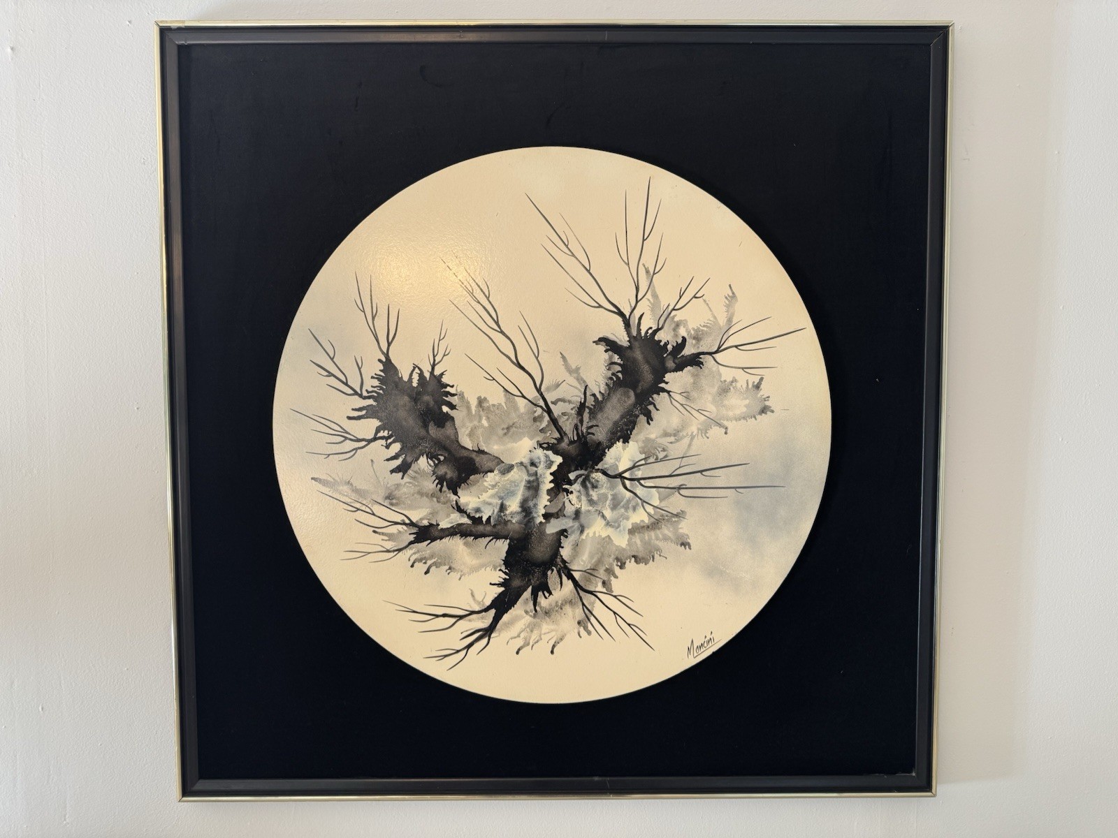 Vintage MCM Mancini Signed Abstract Painting 42x42 Mid Century Modern Large Art