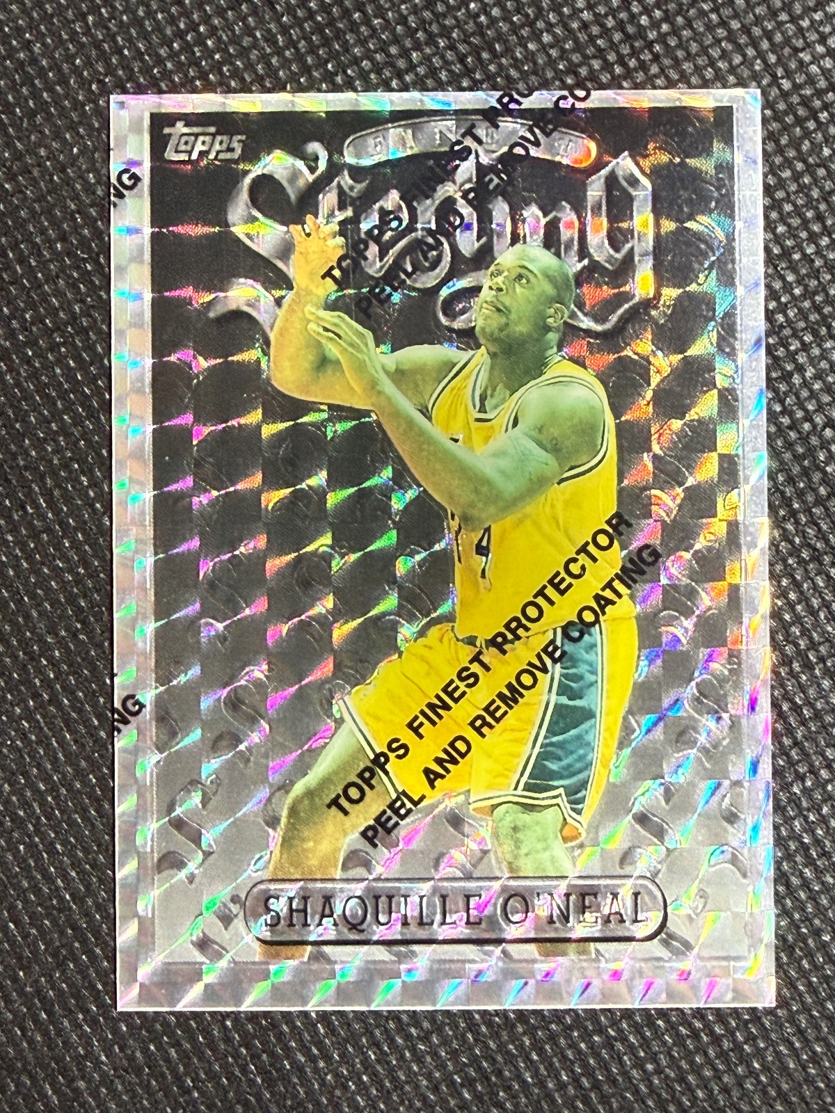 1996-97 Topps Finest #289 Shaquille O\'Neal Silver Refractor W/ Peel Sterling