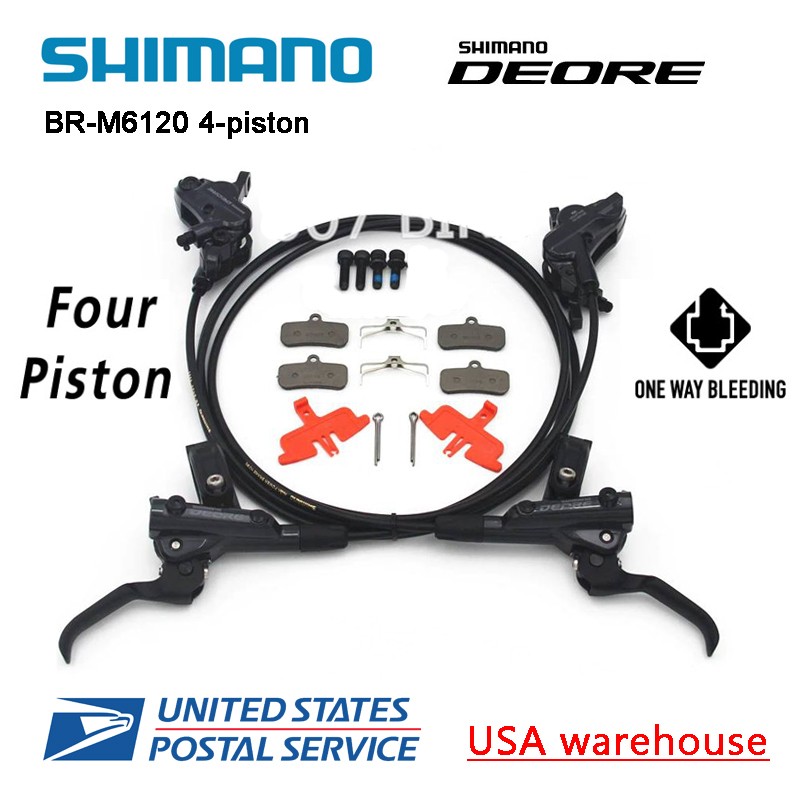 SHIMANO Deore BR-M6120 BL-M6100 Bike 4-Piston MTB Hydraulic Disc Brake Set (OE)
