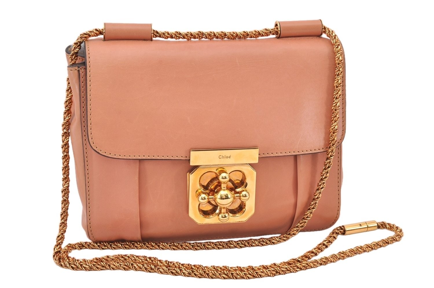 Authentic Chloe Elsie Chain Shoulder Cross Body Bag Purse Leather Pink 687AB Authentic Chloe Elsie Chain Shoulder Cross Body Bag Purse Leather Pink 687AB