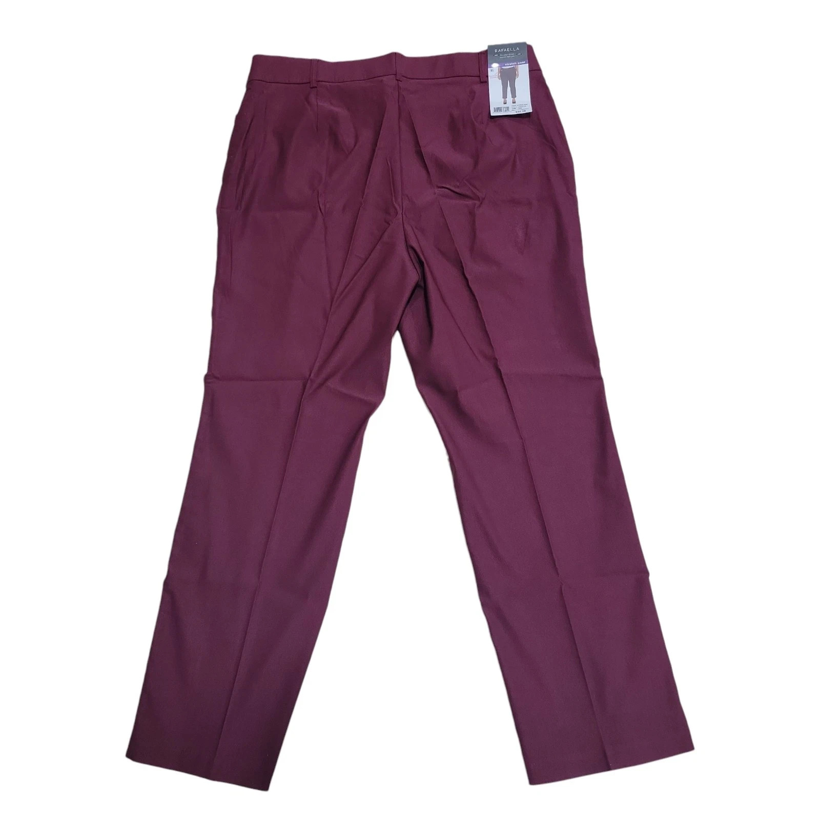 Rafaella Women\'s Pull-On Stretch Ankle Pant Size 14 Windsor Wine