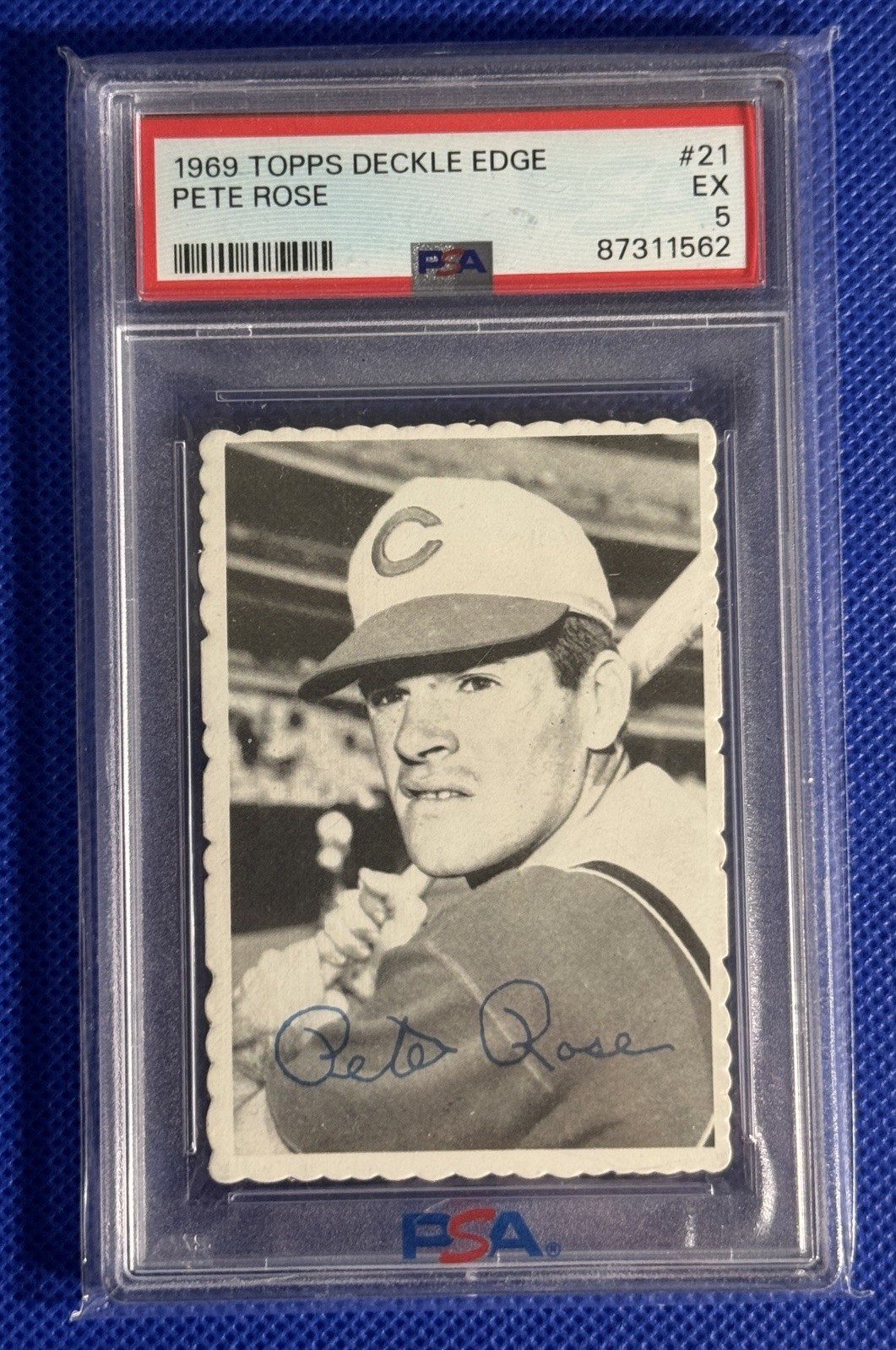 Vintage 1969 Topps Deckle Edge #21 Cincinnati Reds PETE ROSE Graded PSA 5 EX