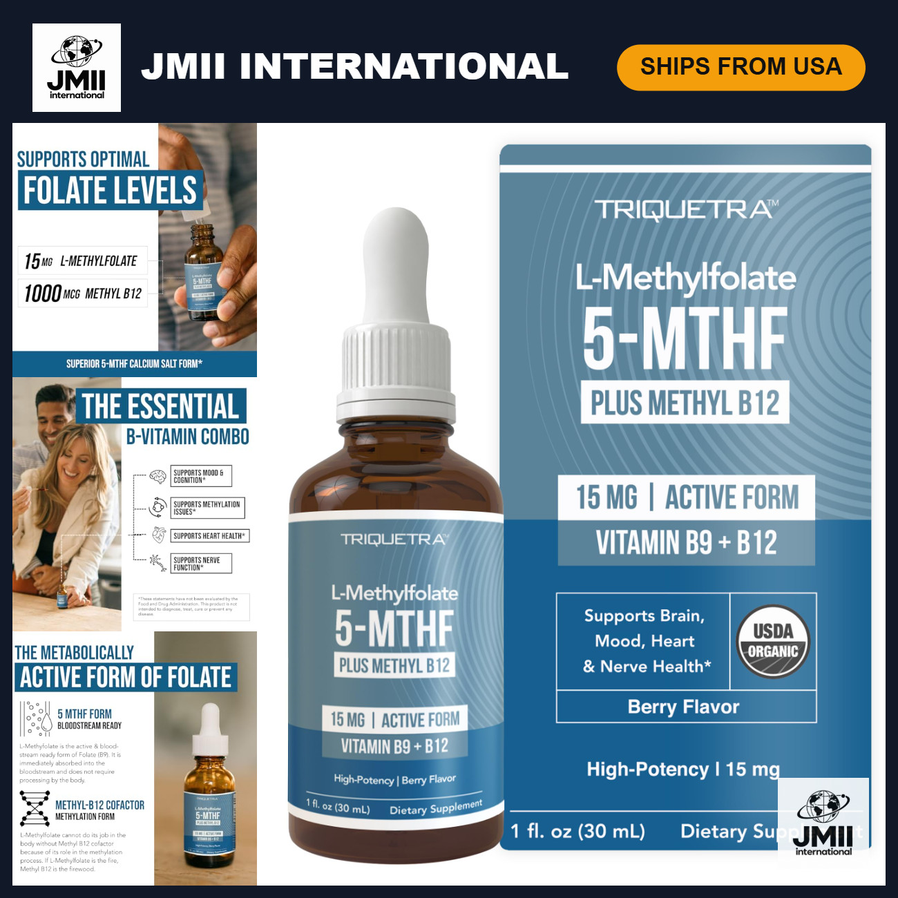 High Potency 15mg Methylfolate Liquid + Methyl B12 Cofactor - Active 5-MTHF
