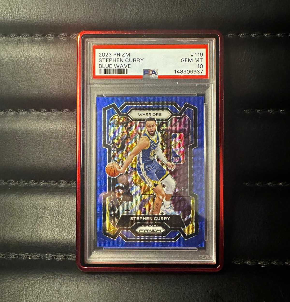 Panini 2023 Prizm Stephen Curry Blue Wave #119 Warriors PSA 10