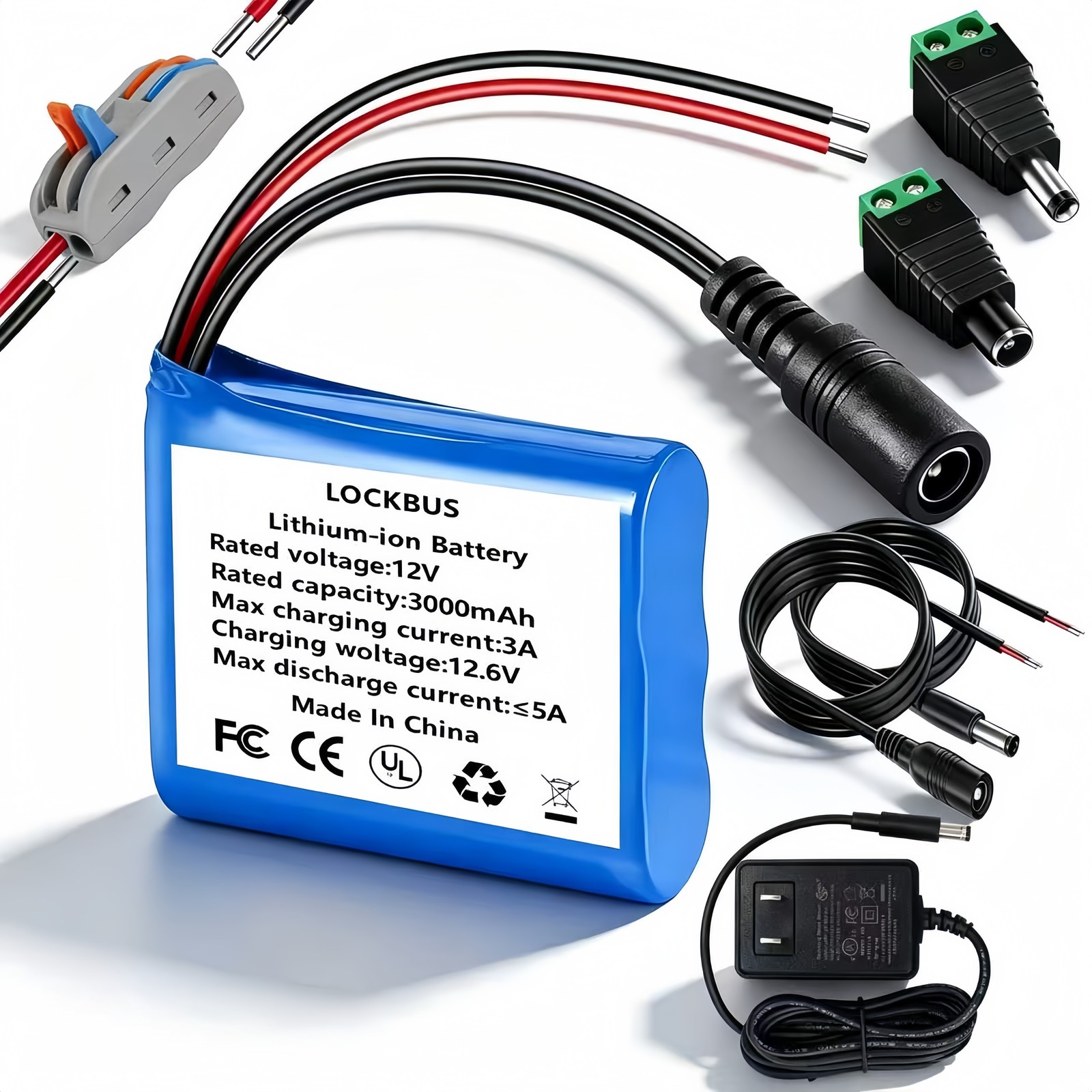 12V 3000mAh Rechargeable Li-ion Battery Pack with 12V DC Output for DIY Projects 12V 3000mAh Rechargeable Li-ion Battery Pack with 12V DC Output for DIY Projects