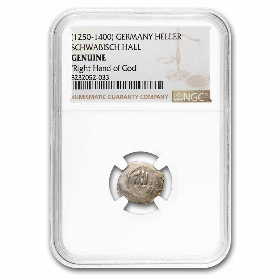 (1250-1400) Germany Silver Hand Heller Genuine NGC (w/COA) (1250-1400) Germany Silver Hand Heller Genuine NGC (w/COA)