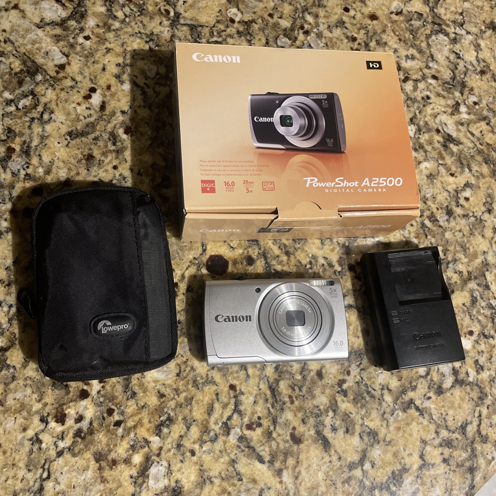Canon PowerShot A2500 16.0MP Digital Camera - Silver - Open Box Tested Canon PowerShot A2500 16.0MP Digital Camera - Silver - Open Box Tested
