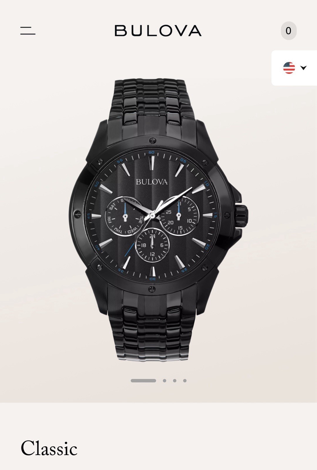 Bulova Mens 98C121 Multifunction Quartz Analog Watch Black  Dial Metal Bracelet