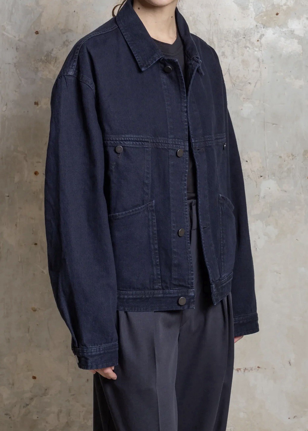 Lemaire Four Pocket Blouson Denim Jacket Midnight Indigo Black Medium Jean Work Lemaire Four Pocket Blouson Denim Jacket Midnight Indigo Black Medium Jean Work