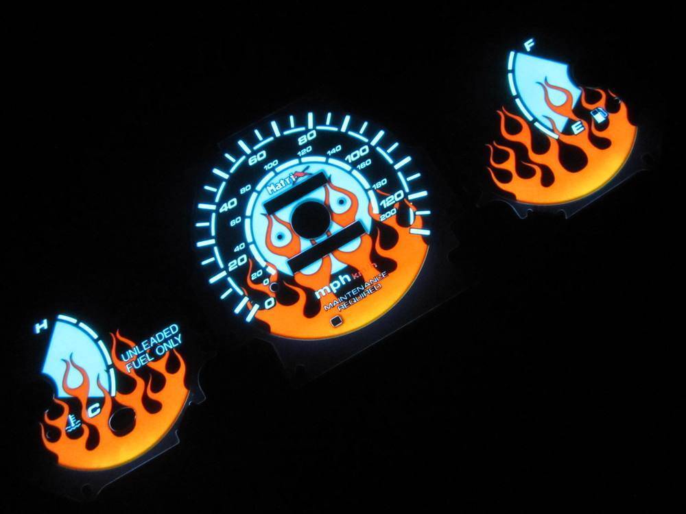 Fits 96-00 Honda Civic DX Manual Stick Shift Flamed White Face Glow Gauges Kit