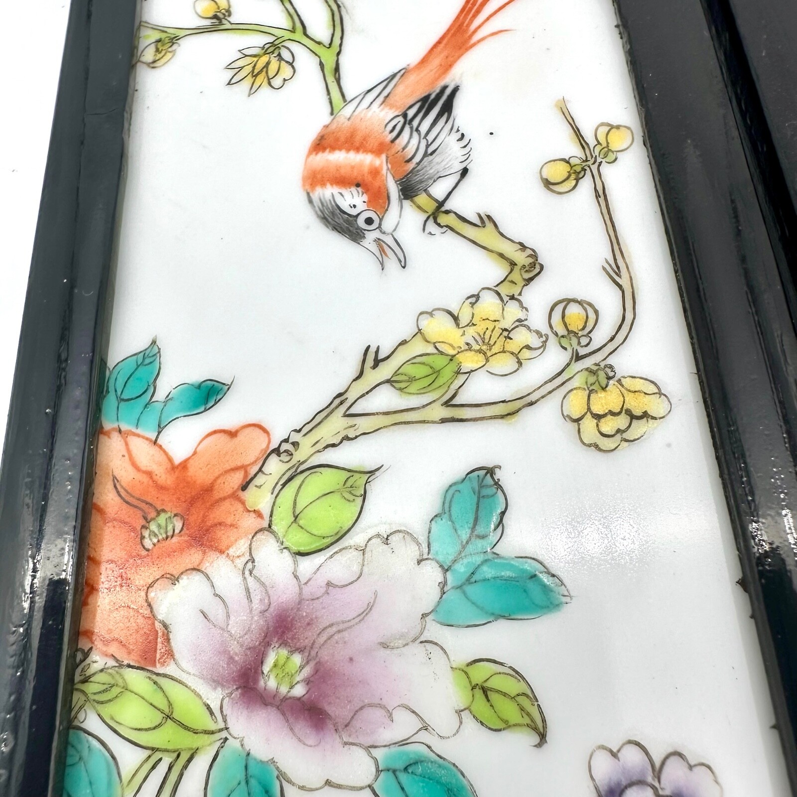 Vintage Chin Hand-Painted Porcelain 6-Panel Tabletop Screen Divider Birds Decor Vintage Chin Hand-Painted Porcelain 6-Panel Tabletop Screen Divider Birds Decor
