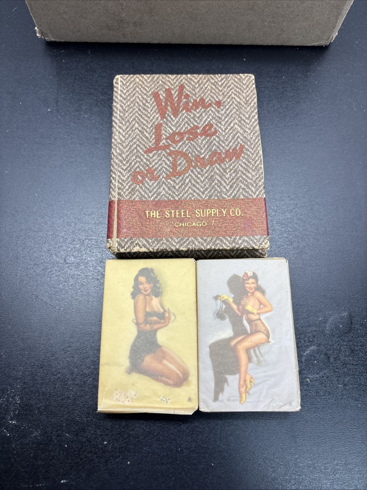 Vintage Earl MacPherson WIN LOSE or DRAW 2 Decks 1940s Pin Up Playing Cards