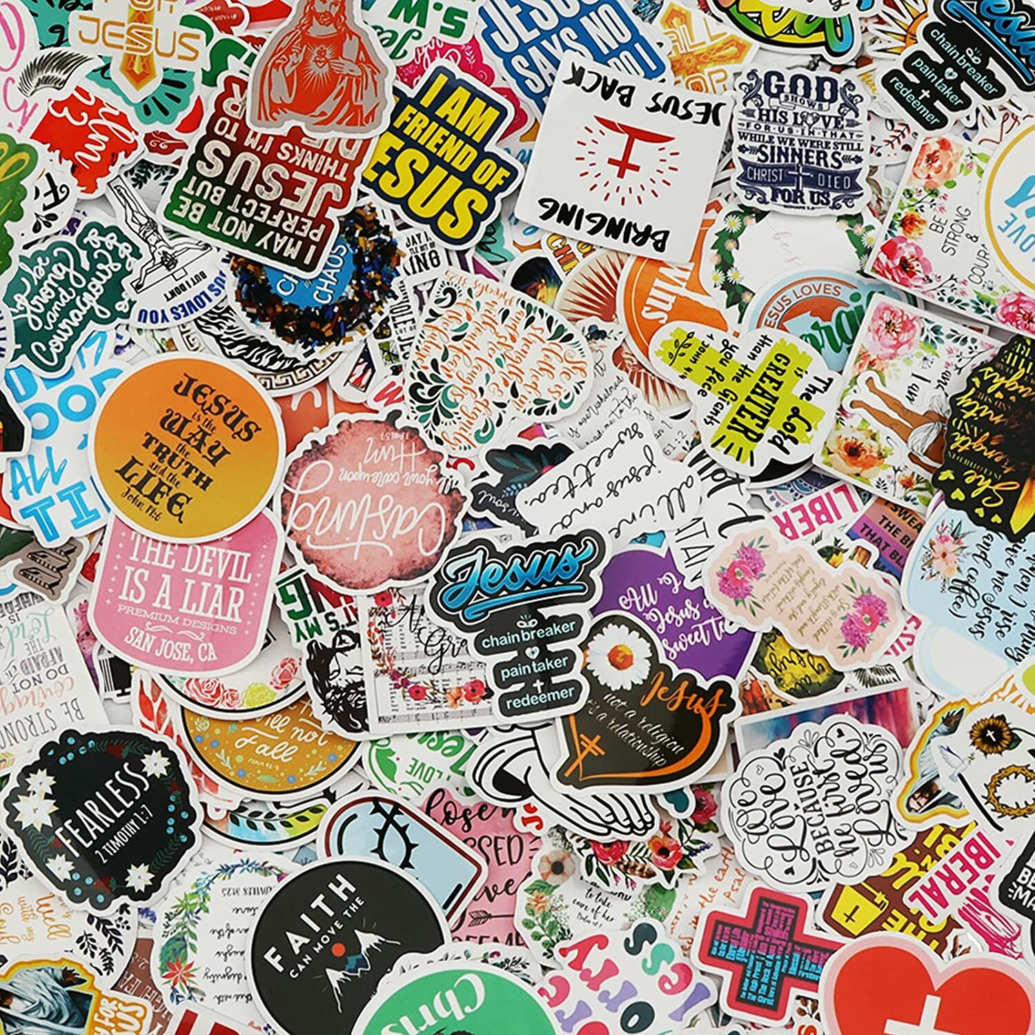 50Pcs Jesus Christian Stickers Religious Bible Laptop Faith Cross Wisdom Words