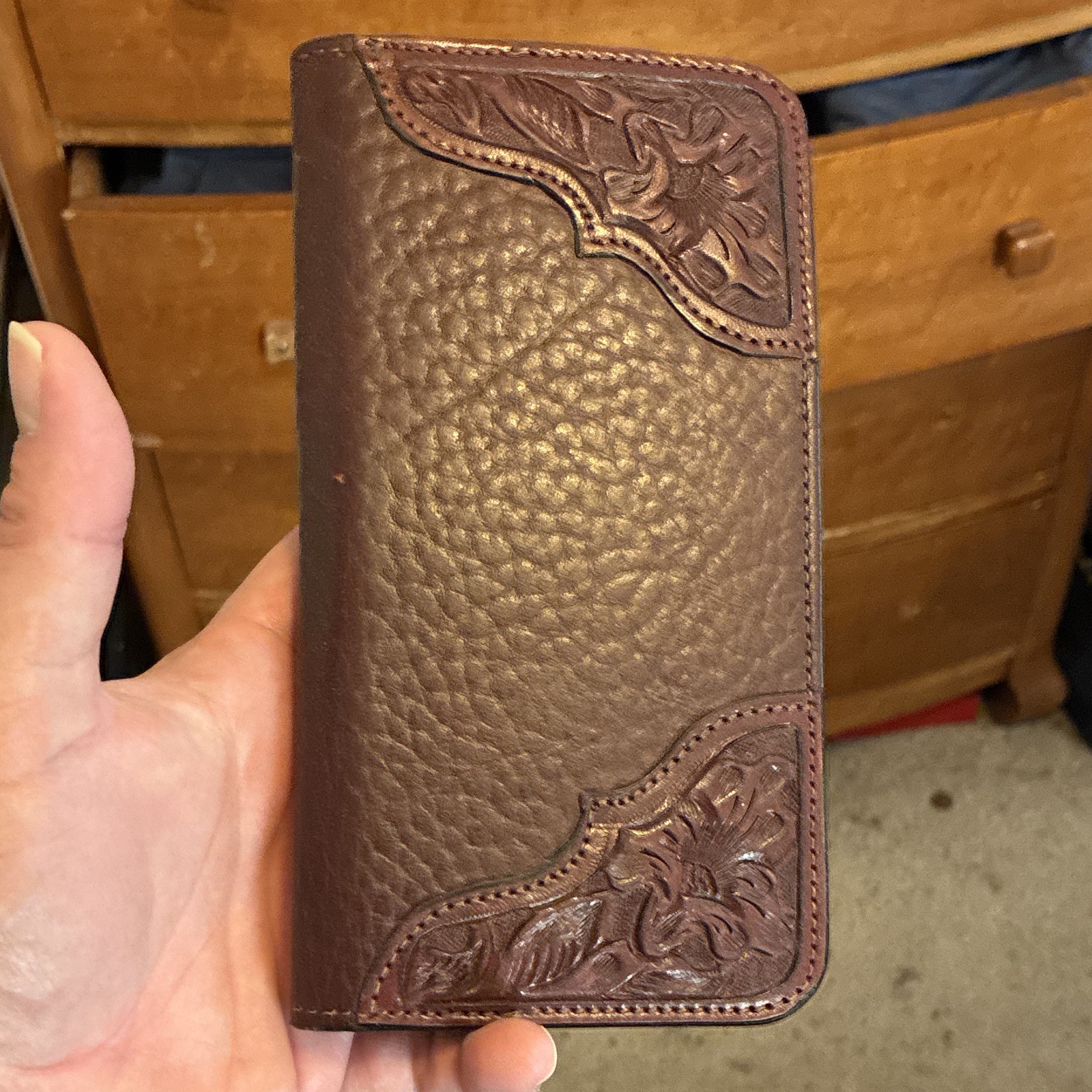 Vintage Top Grade American Bison Saddle Leather Hamley & Co wallet. Pendleton OR