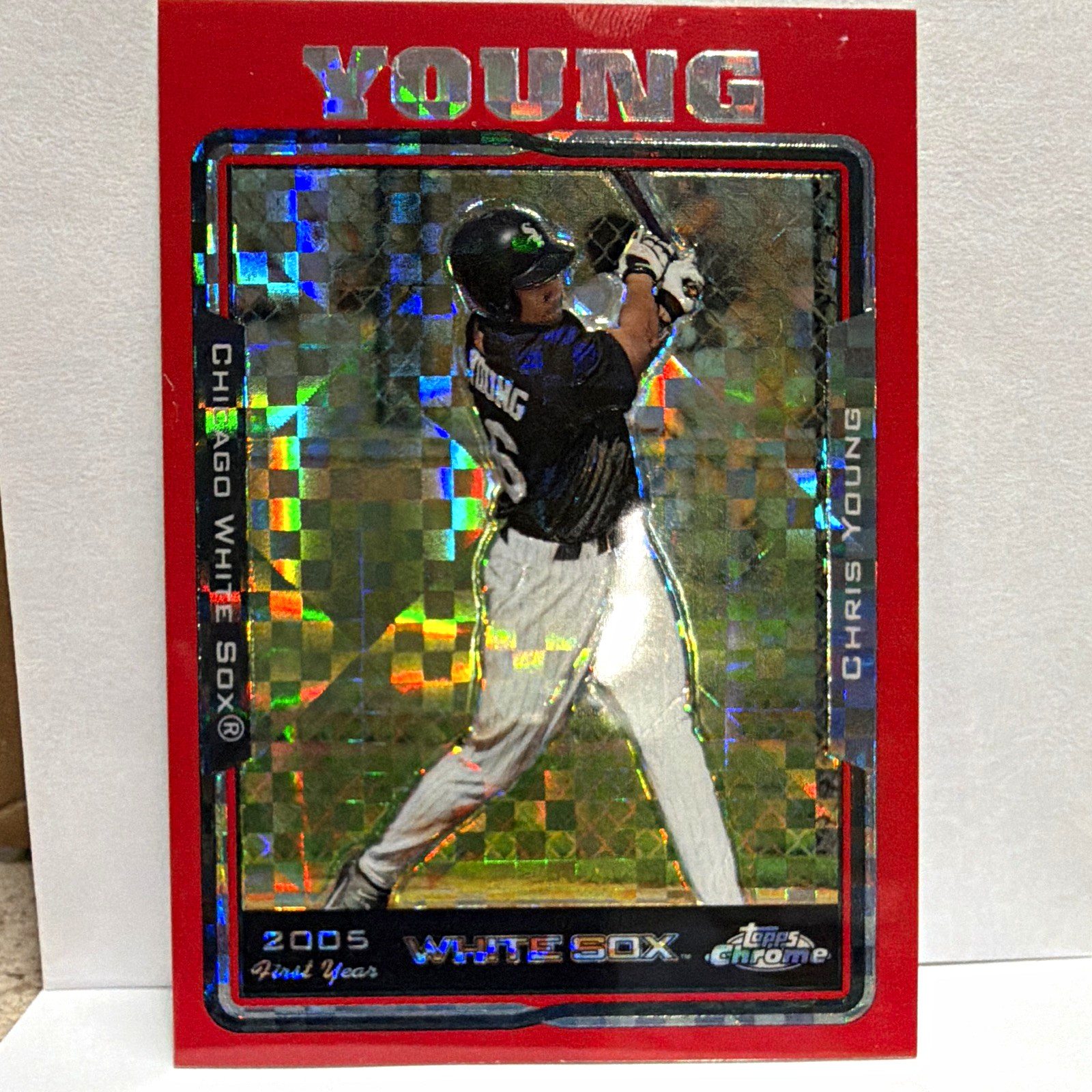 Topps 2005 Chrome Update & Highlights Chris Young UH189 Red X-fractor /65 Sox