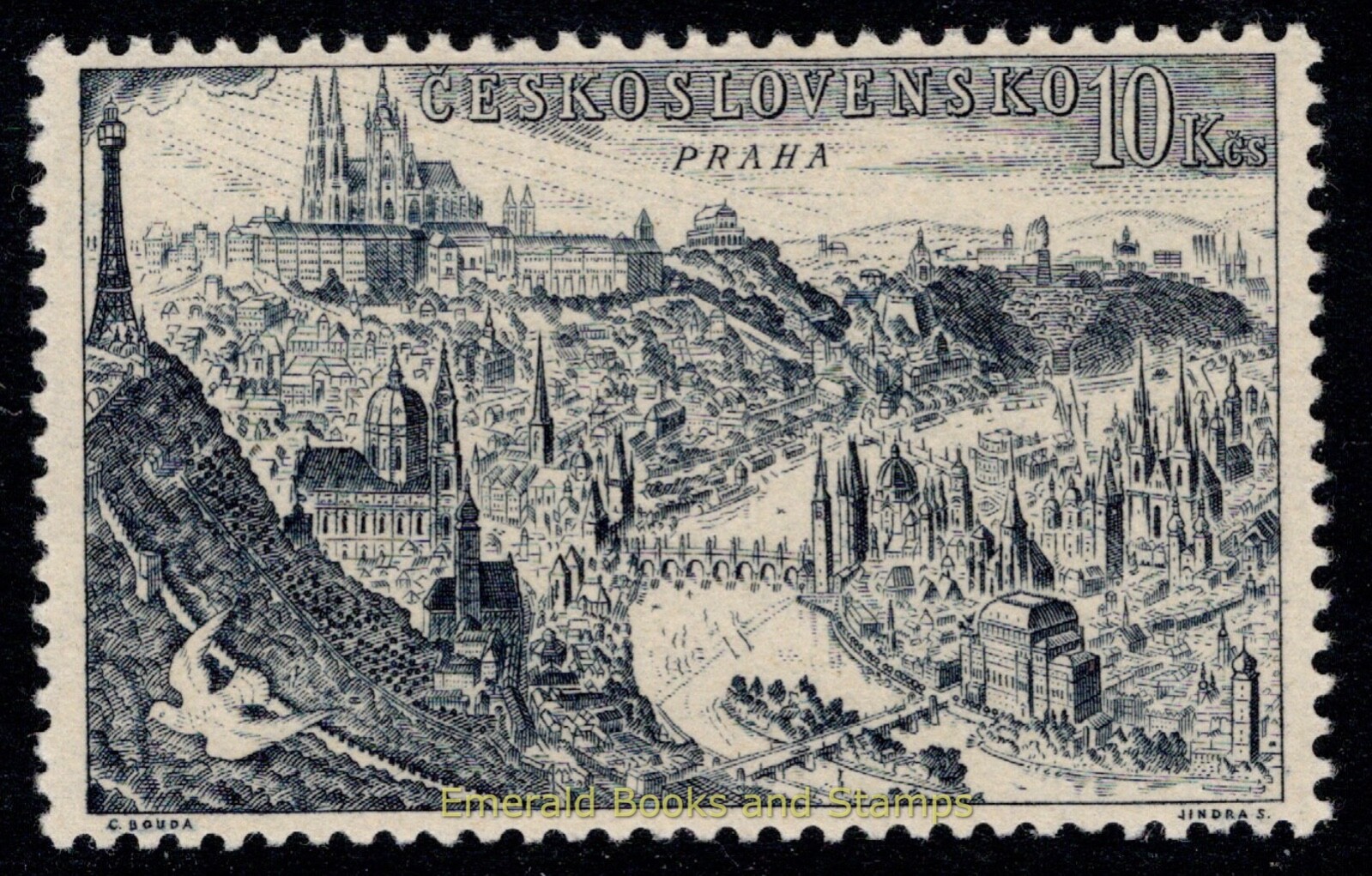 EBS Czechoslovakia 1955 - Aerial View of Prague - Michel 898 - MNH**