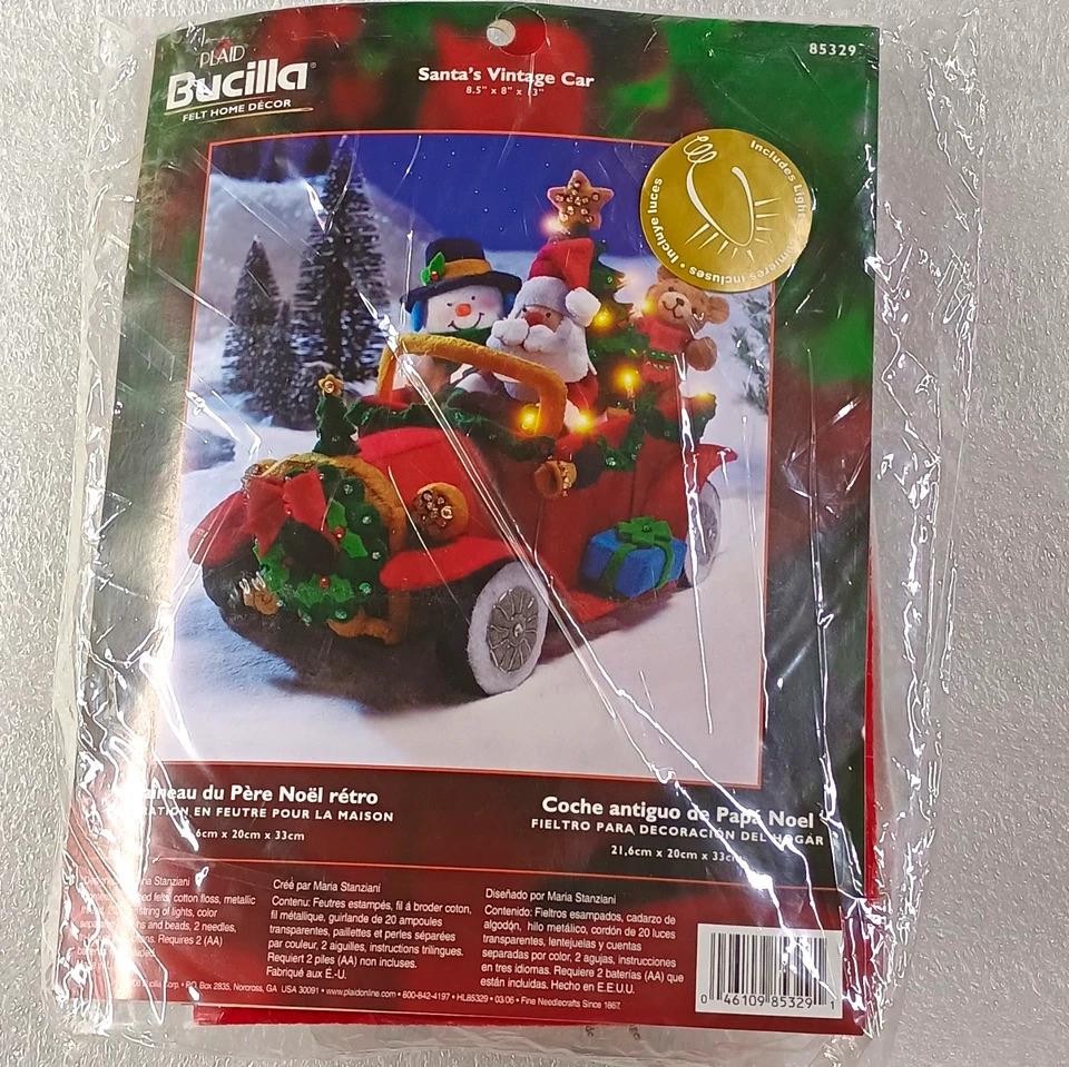 Bucilla SANTA\'S VINTAGE CAR Felt Christmas Kit with Lights 85329