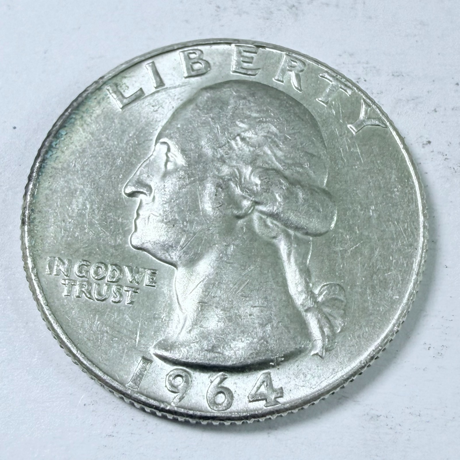 1964-D Washington Quarter - Actual 90% Silver Coin Shown, #11711 1964-D Washington Quarter - Actual 90% Silver Coin Shown, #11711