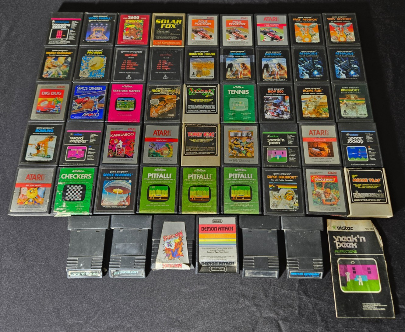 AnotherTime Lot 50+ Atari 2600 Games Mario Bros Donkey Kong Solar Fox Spider-Man