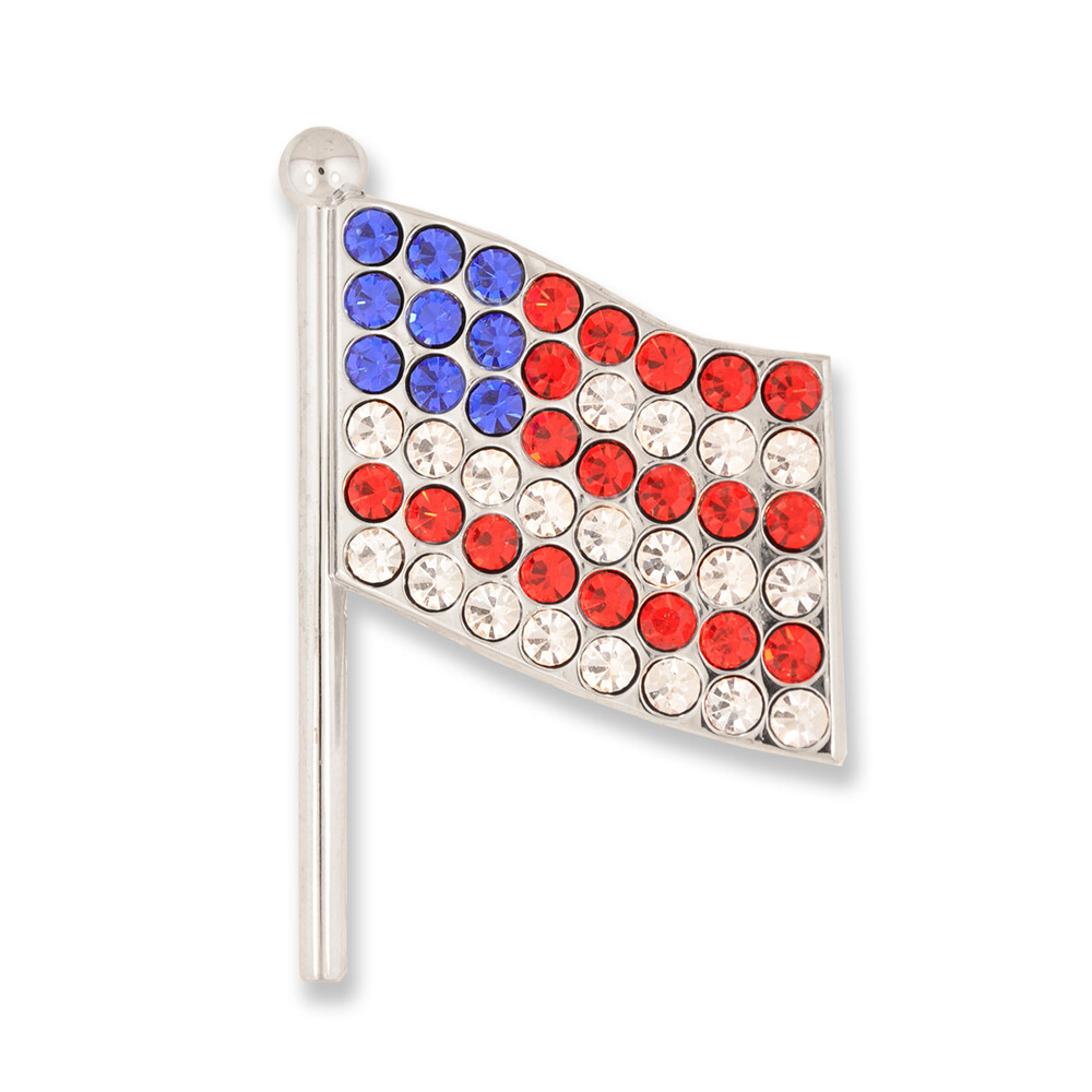 PinMart\'s Rhinestone American Flag Pin Patriotic Brooch Jewelry