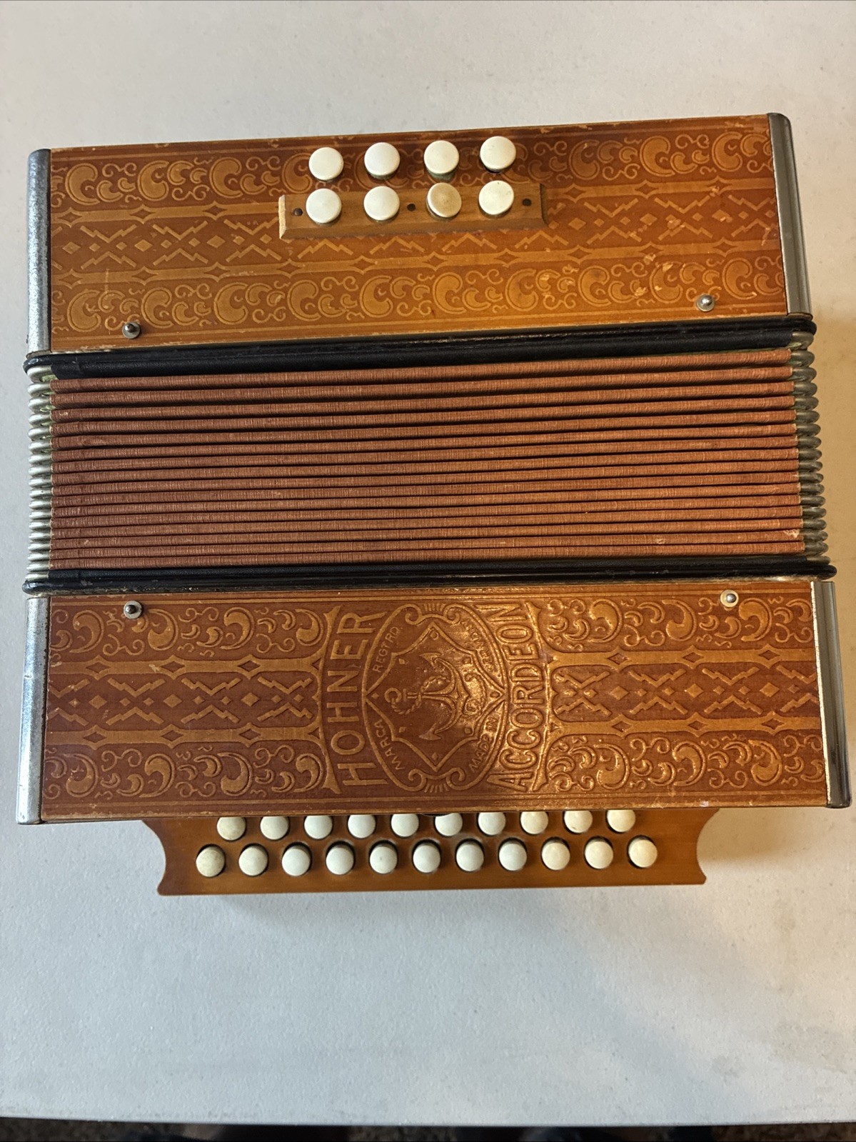 Vintage - Hohner Pressed Wood Presswood Diatonic 29 Key Accordion - Works