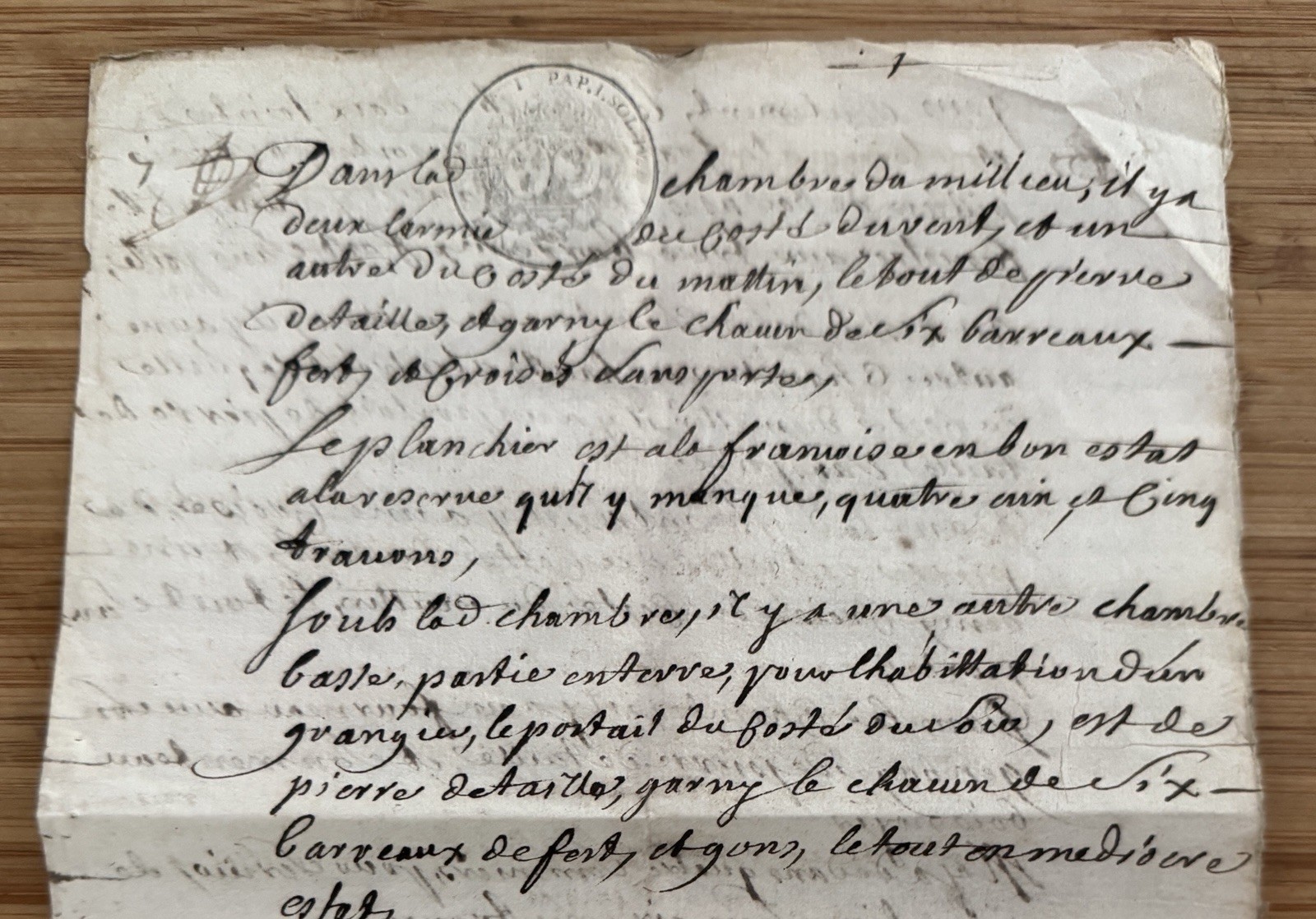 Antique French Architectural Manuscript 18th C Estate Inventory Stamped Paris