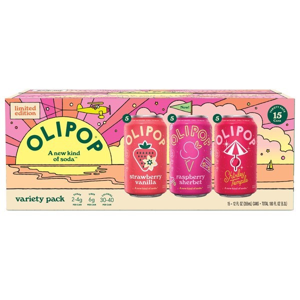 Olipop Variety Pack 15ct 12oz Cans Limited Edition Prebiotic Soda Shirley Temple