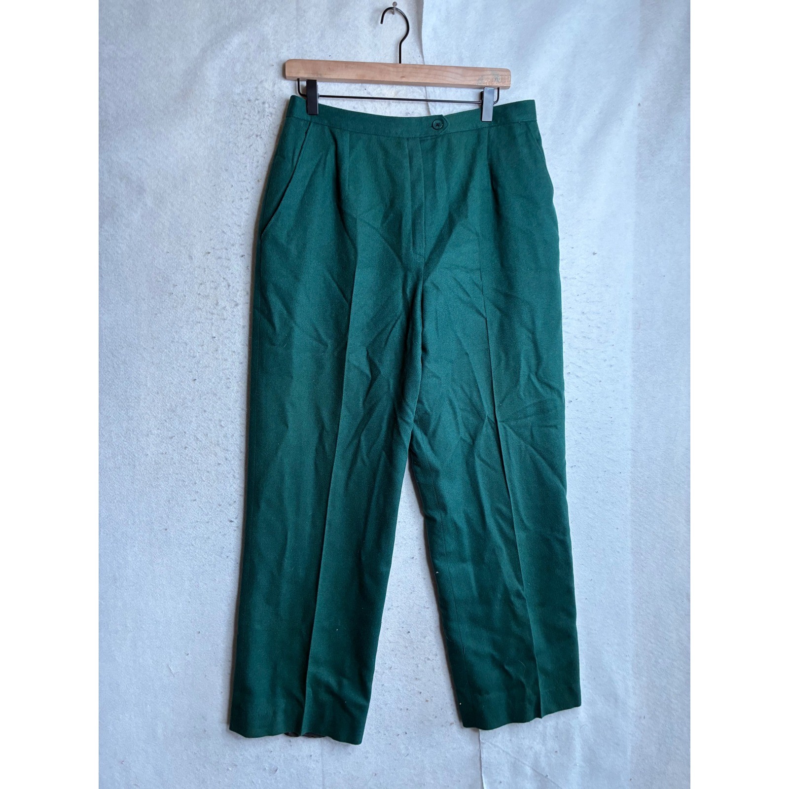 VTG Koret Career Forest Green 100% Merino Wool Pleated Trousers Made in USA