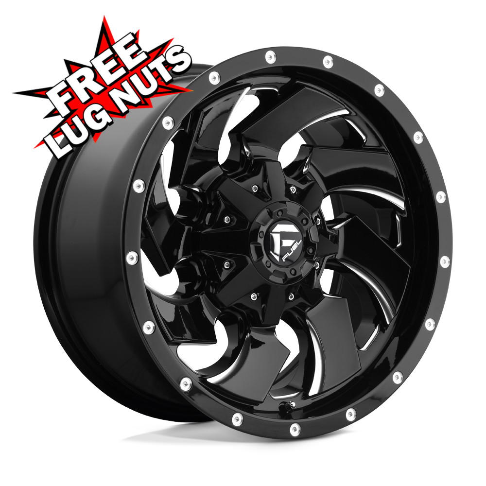 (1PC) Fuel D574 Cleaver 20X10 6X135 Black Milled -18mm Wheel Rim 20 Inch