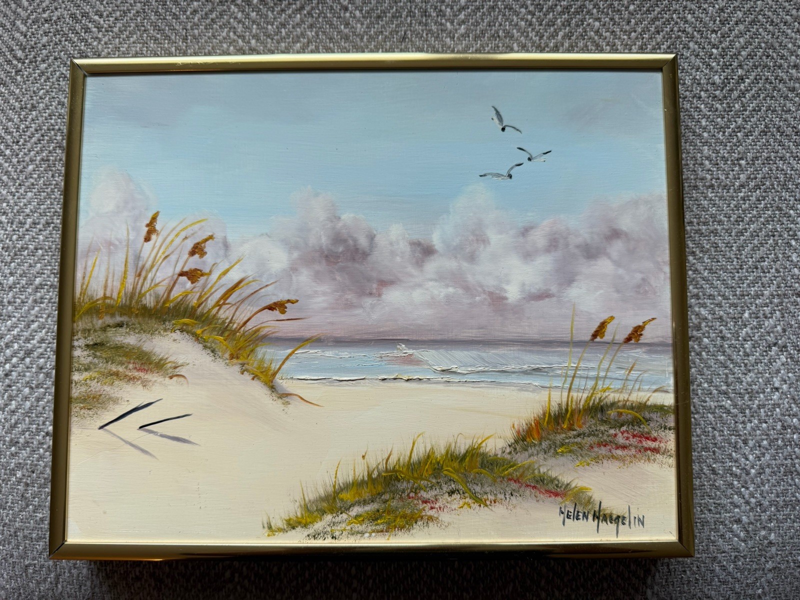 Helen Haegelin Original Oil Painting Vintage Signed Texas Artist Beach Helen Haegelin Original Oil Painting Vintage Signed Texas Artist Beach