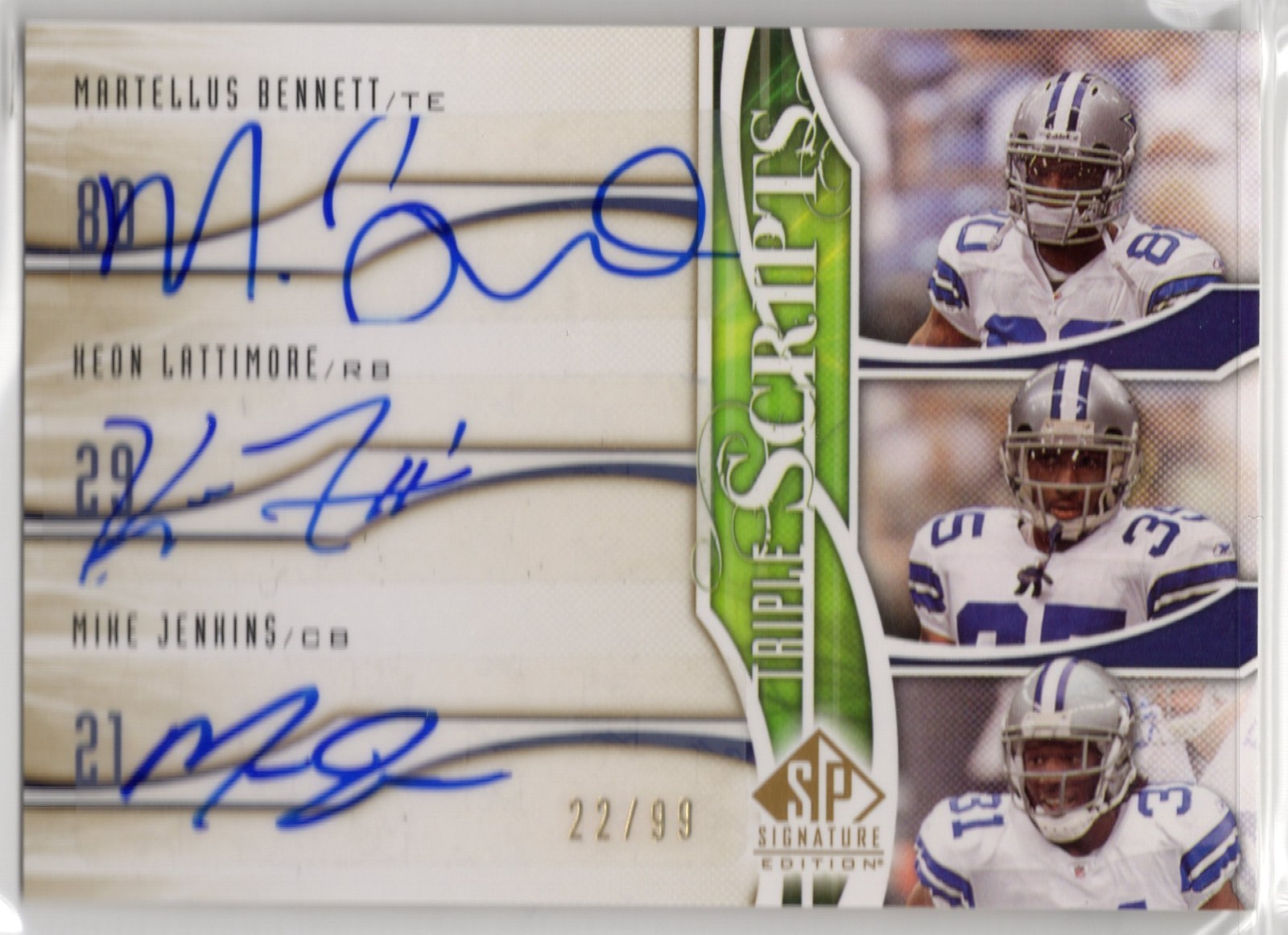 2009 SP Signature Edition Triple Scripts Bennett Lattimore Jenkins Auto 22/99