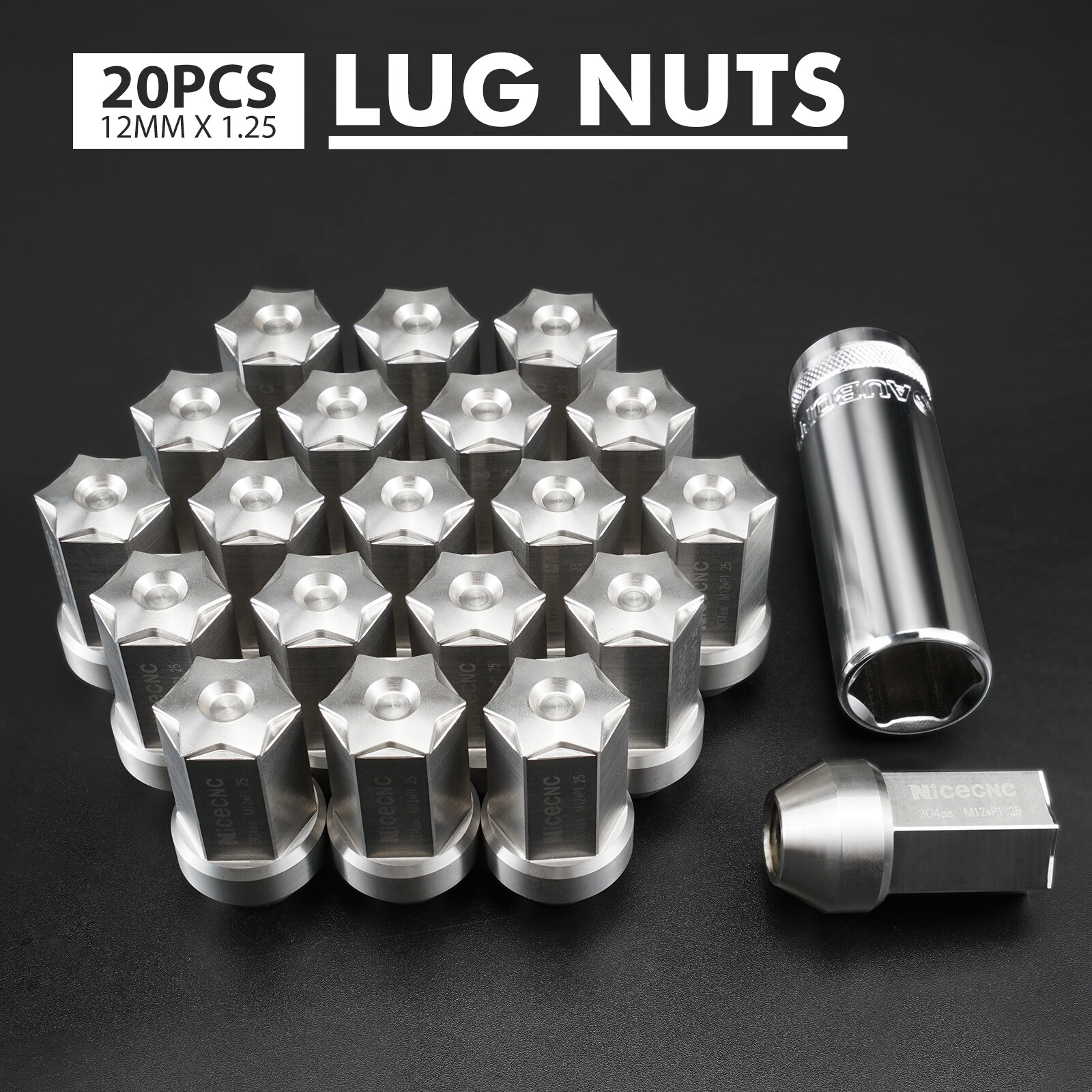 NiceCNC 20PCS 12mmX1.25 Wheel Lug Nuts For Nissan 370Z 300ZX 350Z Altima Maxima