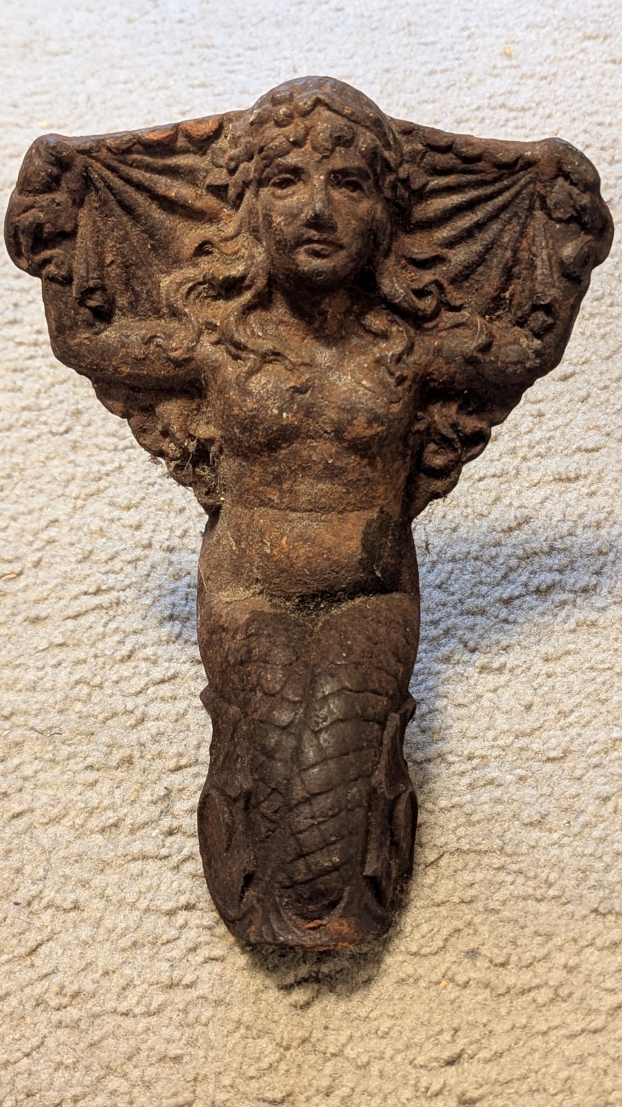 UNIQUE ANTIQUE CAST IRON RUSTY OLD ART NOUVEAU SIREN/MERMAID STATUE ORNAMENT UNIQUE ANTIQUE CAST IRON RUSTY OLD ART NOUVEAU SIREN/MERMAID STATUE ORNAMENT
