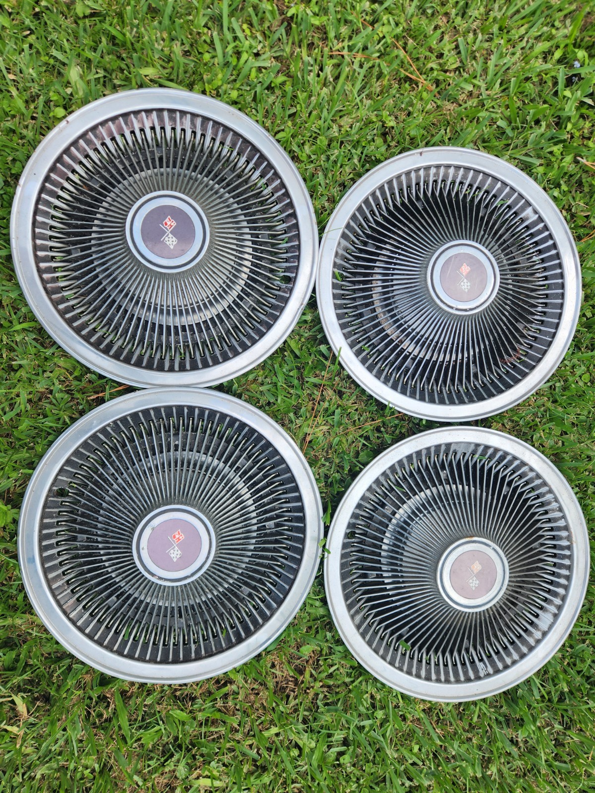OEM GM 1968-1973 Corvette PO2 Starburst Set 4 Turbine Hubcaps Wheel Covers 15”