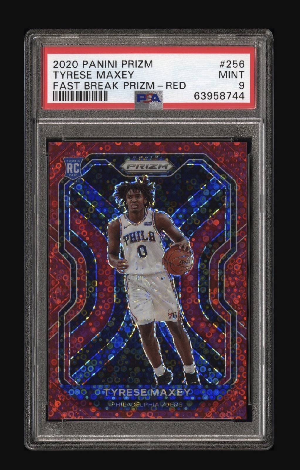 2020 Panini Prizm Tyrese Maxey Fast Break Prizm Red /125