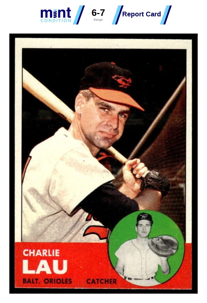 1963 TOPPS CHARLIE LAU 41 NRMT MCG 7 BASEBALL BALTIMORE ORIOLES 1963 TOPPS CHARLIE LAU 41 NRMT MCG 7 BASEBALL BALTIMORE ORIOLES