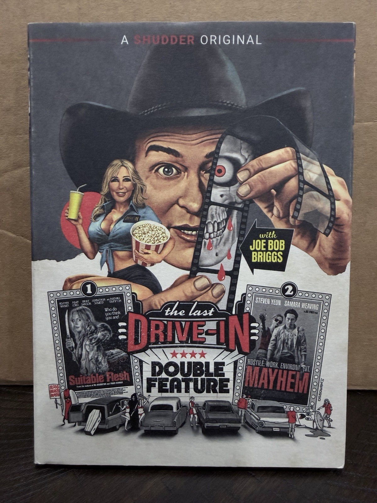 The Last Drive-In w/ Joe Bob Briggs: Mayhem / Suitable Flesh, w/ Slipcover - NEW The Last Drive-In w/ Joe Bob Briggs: Mayhem / Suitable Flesh, w/ Slipcover - NEW