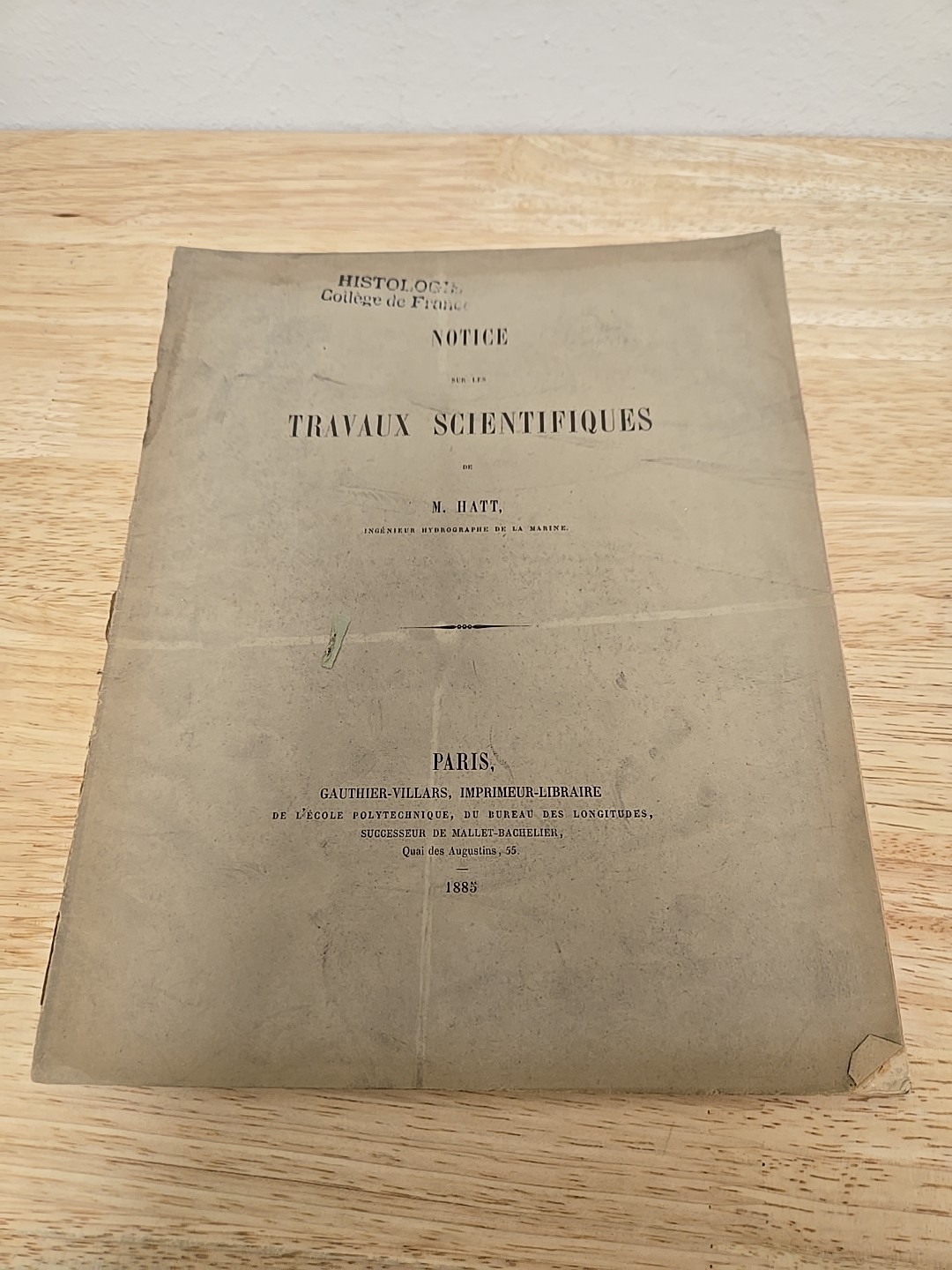 1885 Vintage Book: Notice Sur Les Travaux Scientifiques By M. Hatt 1885 Vintage Book: Notice Sur Les Travaux Scientifiques By M. Hatt