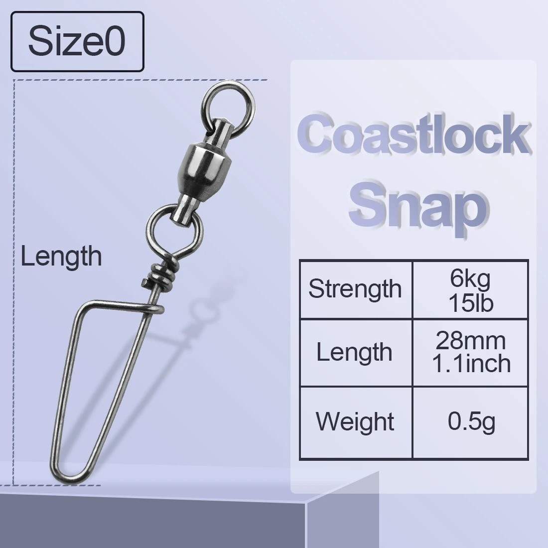 20Pcs Fishing Ball Bearing Swivels with Coastlock Snap Fishing Connector