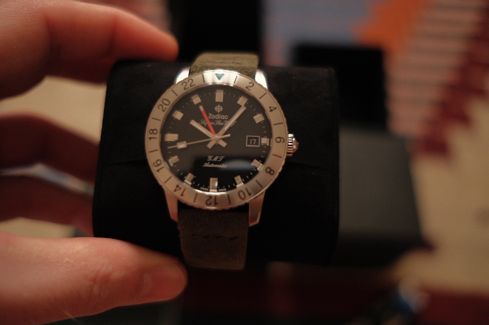 Zodiac Super Sea Wolf GMT Automatic Black Silver Mens Watch ZO9405 