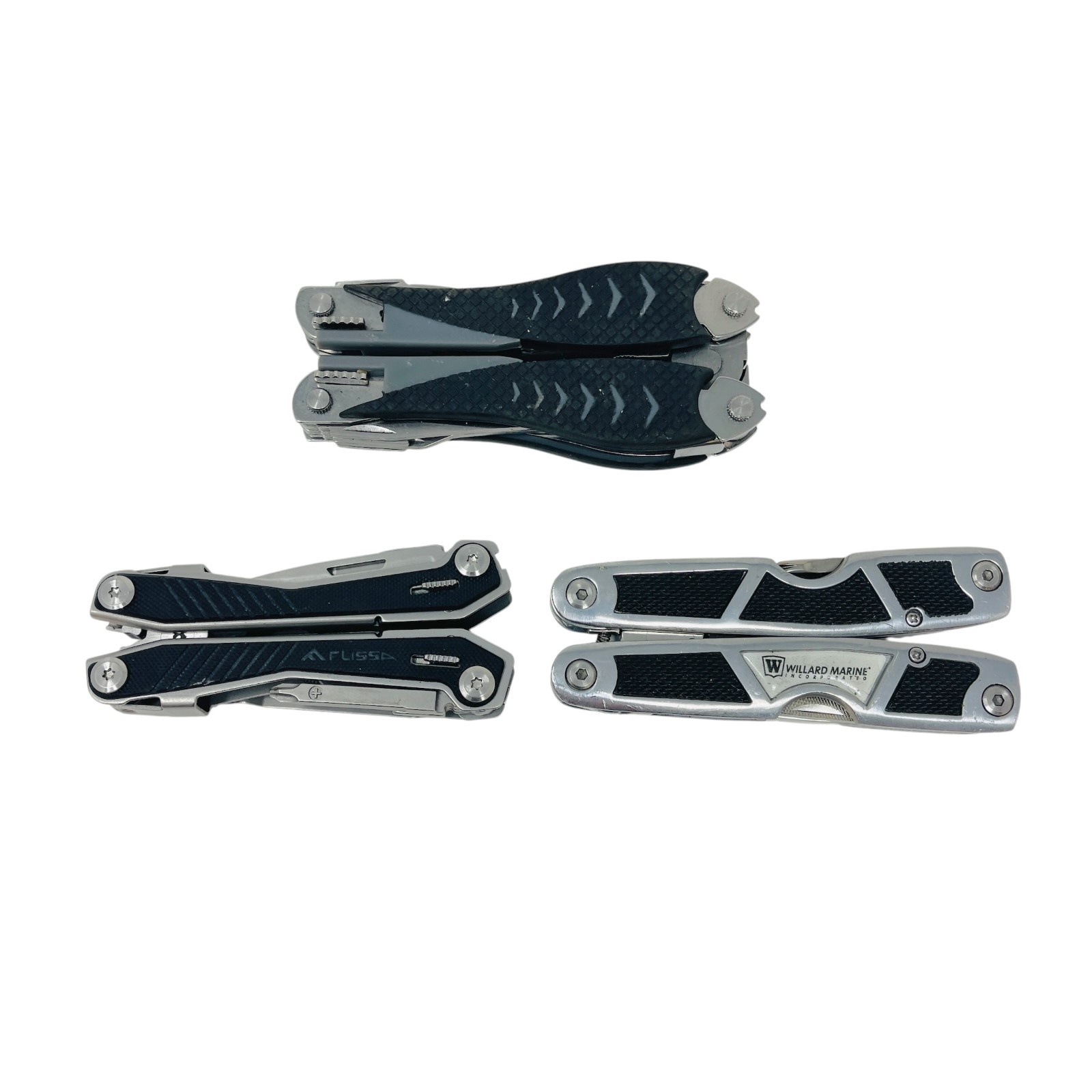 Flissa, Willard Marine and Unbranded Multi-Tool Pliers Lot Survival Gear, 3 Pcs Flissa, Willard Marine and Unbranded Multi-Tool Pliers Lot Survival Gear, 3 Pcs