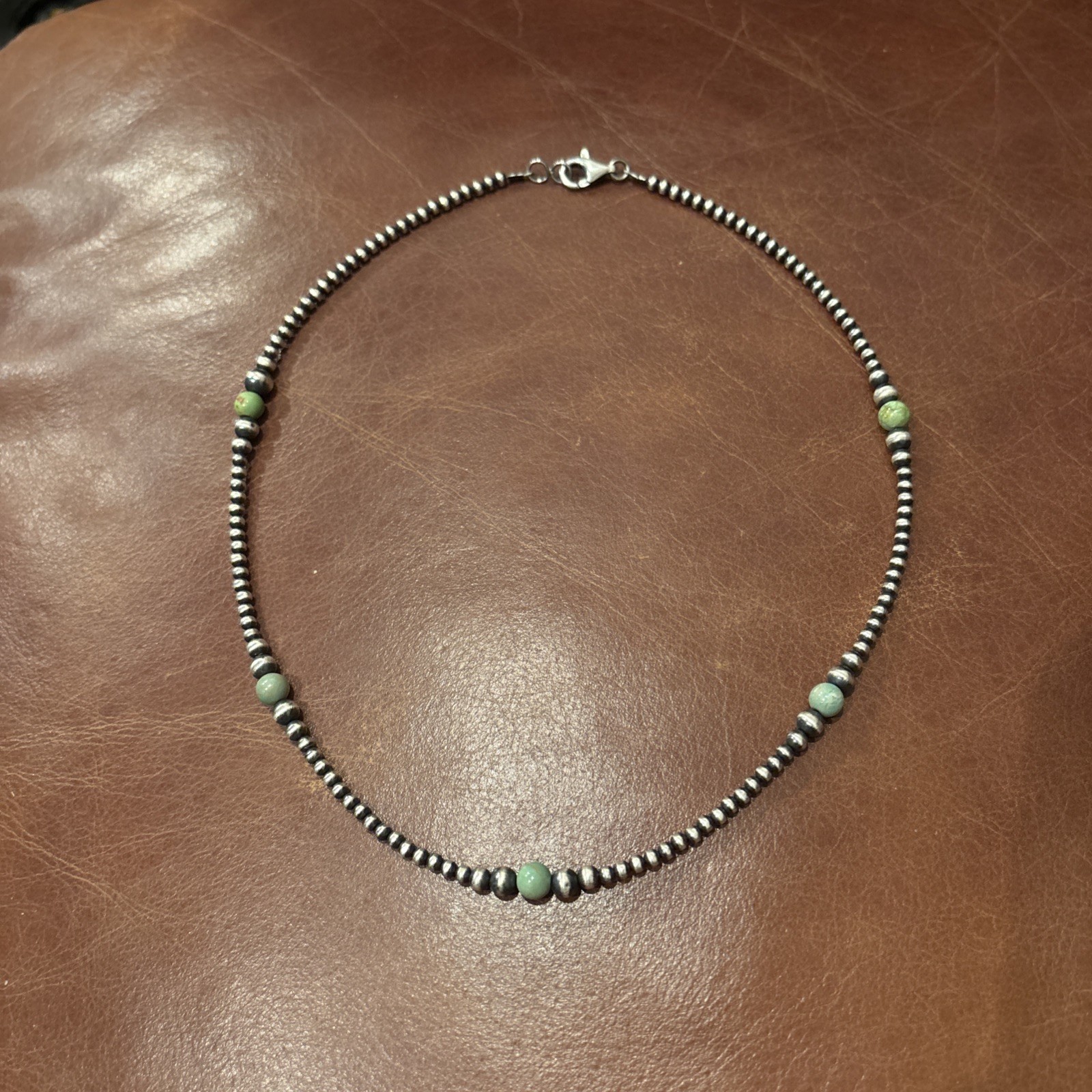 4-8mm Navajo Pearls Necklace 925 Sterling Silver Real Genuine Navajo Pearls 18in