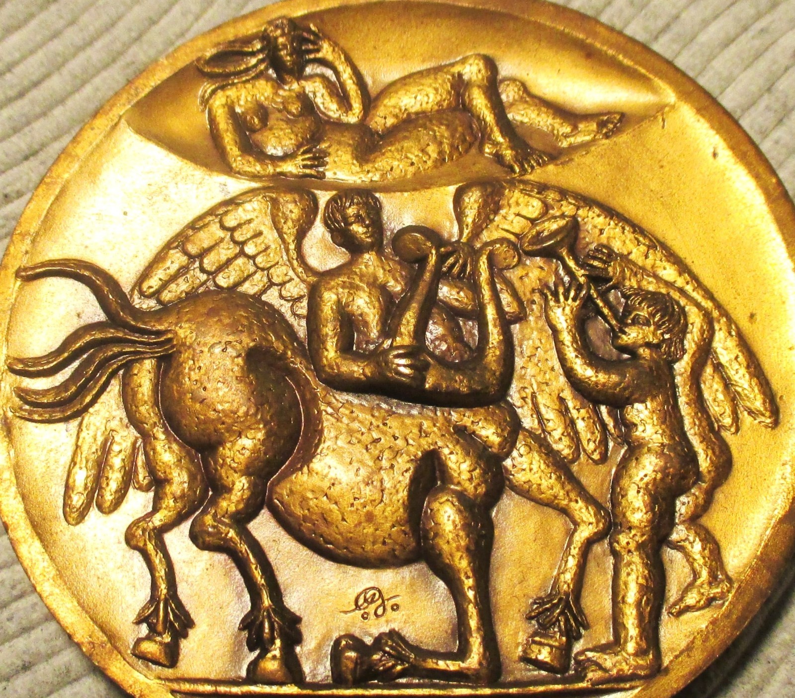 RARE C. 1956? Brandeis University Winged Centaur Nude Creative Arts Award Medal