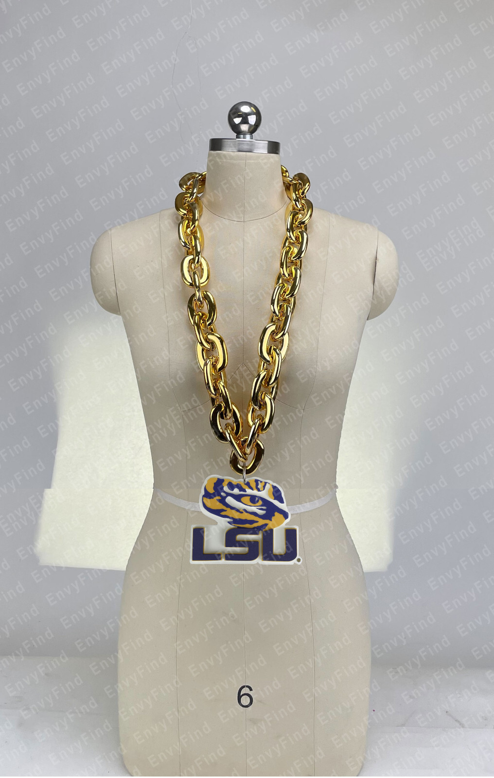 New Louisiana State LSU Tigers Jumbo Gold Big Fan Chain Necklace Foam MI USA New Louisiana State LSU Tigers Jumbo Gold Big Fan Chain Necklace Foam MI USA