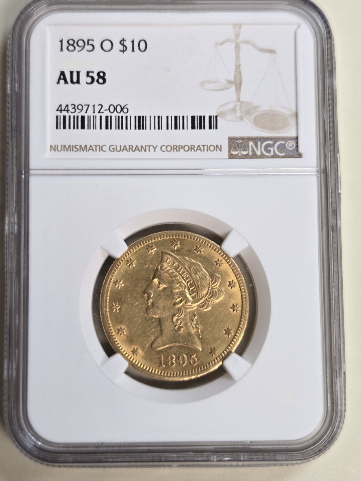 1895-O $10 Liberty Gold NGC AU 58