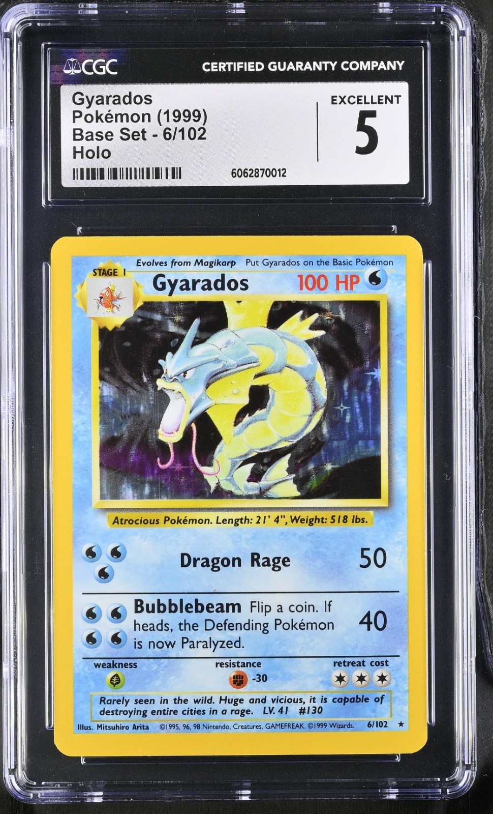 Gyarados 006/102 Pokemon Base Set Unlimited Holo CGC 5